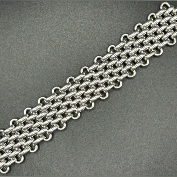 Lucky Brand Chunky Silver Tone Chain Link Mesh Bracelet - Picture 5 of 8
